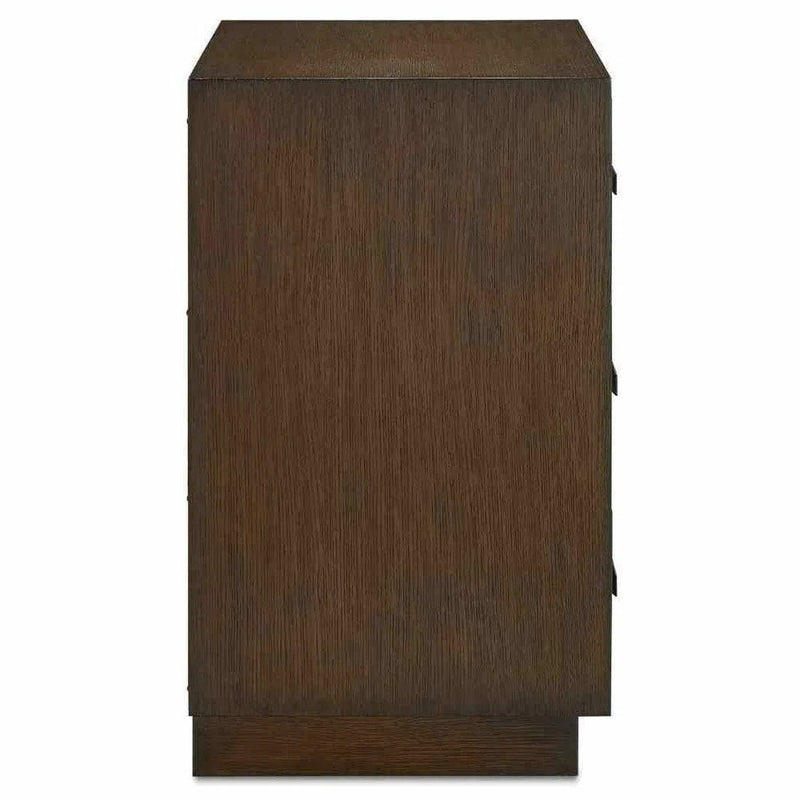 32" Brown Carved Morombe Distressed Cocoa Chest Cabinet Accent Cabinets LOOMLAN By Currey & Co