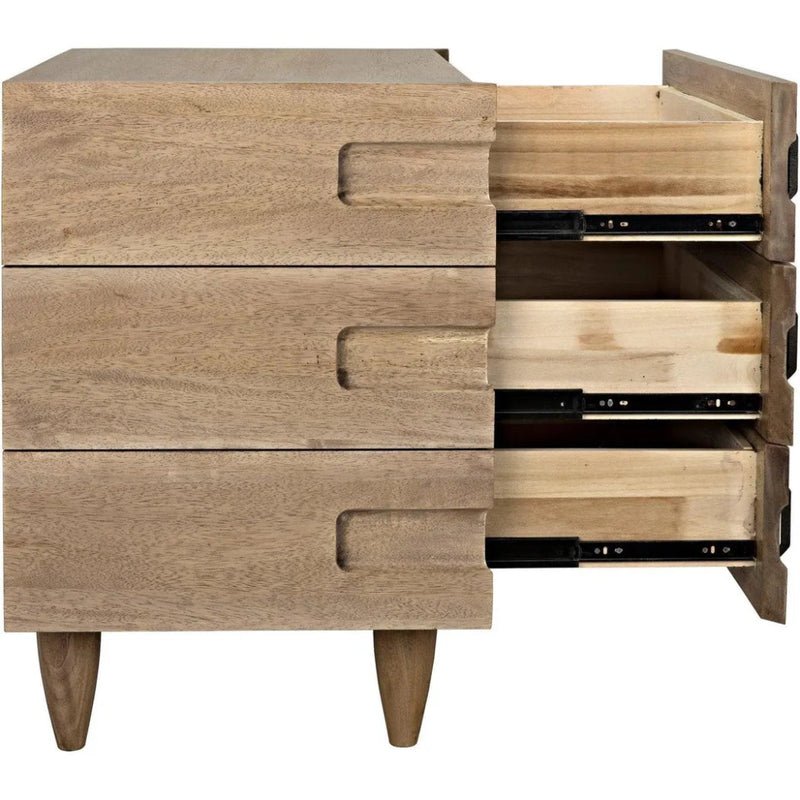 32" DavidSide Wood Washed Walnut Rectangle Side Table - LOOMLAN - Noir - Side Tables