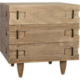 32" DavidSide Wood Washed Walnut Rectangle Side Table - LOOMLAN - Noir - Side Tables