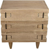 32" DavidSide Wood Washed Walnut Rectangle Side Table - LOOMLAN - Noir - Side Tables