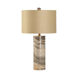 Grey Marble Column Brass Finish Table Lamp