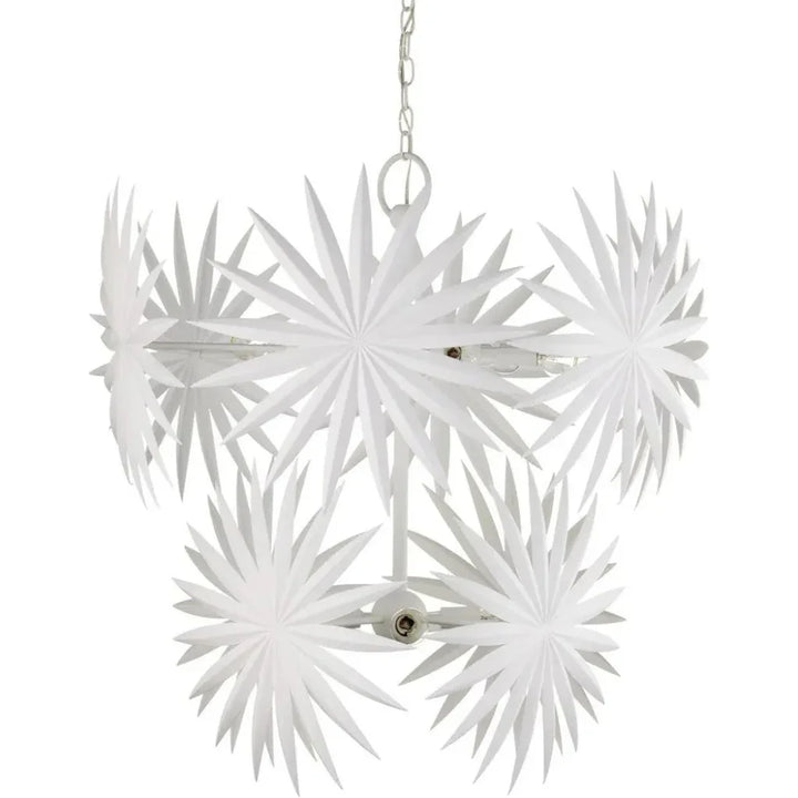 32.5 in. Bismarkia Iron White Chandelier - LOOMLAN - Currey & Co - Chandeliers