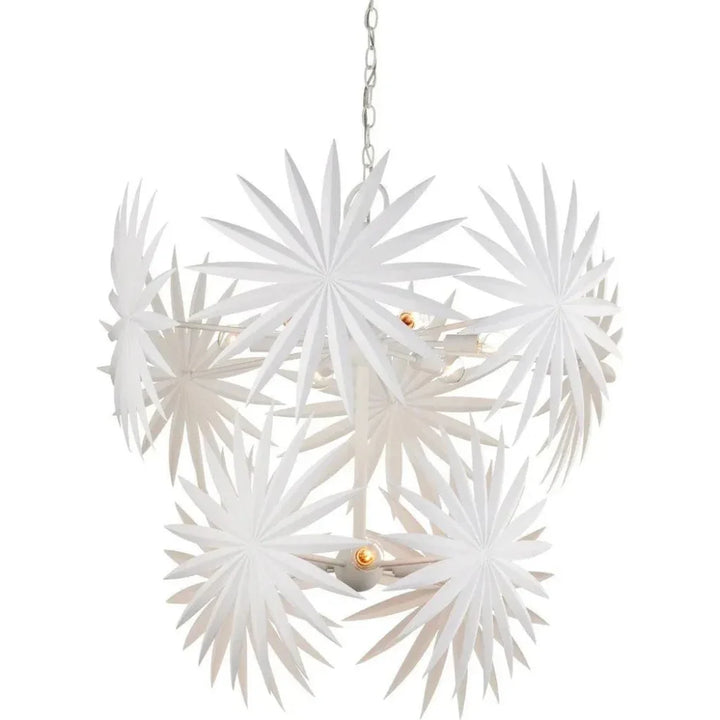 32.5 in. Bismarkia Iron White Chandelier - LOOMLAN - Currey & Co - Chandeliers