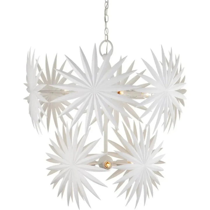32.5 in. Bismarkia Iron White Chandelier - LOOMLAN - Currey & Co - Chandeliers