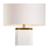 Block White Linen Shade With Brass Accents Table Lamp