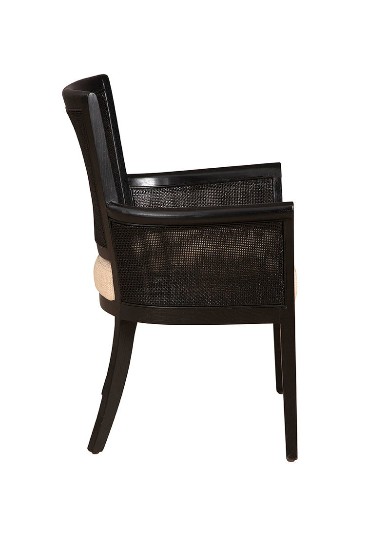 Gimble Linen Upholstered Black Arm Chair