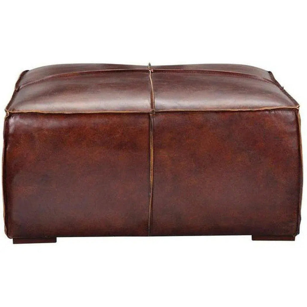 34.5 Inch Ottoman Dark Brown Leather - LOOMLAN - Moe's Home - Ottomans