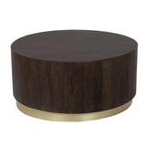 35" Brown Round Coffee Table Wood Top With Wood Base Coffee Tables LOOMLAN By LHIMPORTS