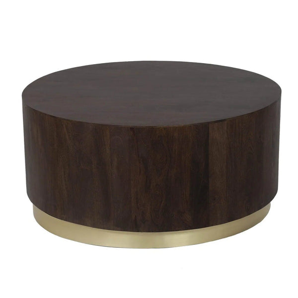 35" Brown Round Coffee Table Wood Top With Wood Base Coffee Tables LOOMLAN By LHIMPORTS