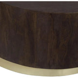 35" Brown Round Coffee Table Wood Wood Base