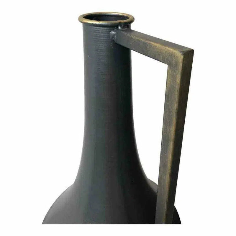 35 Inch Metal Vase Black Industrial