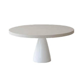 35" White Round Coffee Table Concrete Top With Wood Base Coffee Tables LOOMLAN By LHIMPORTS