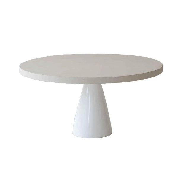 35" White Round Coffee Table Concrete Top With Wood Base Coffee Tables LOOMLAN By LHIMPORTS