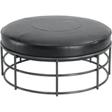 35" Round Black Leather Ottoman Coffee Table - LOOMLAN - LH Imports - Coffee Tables