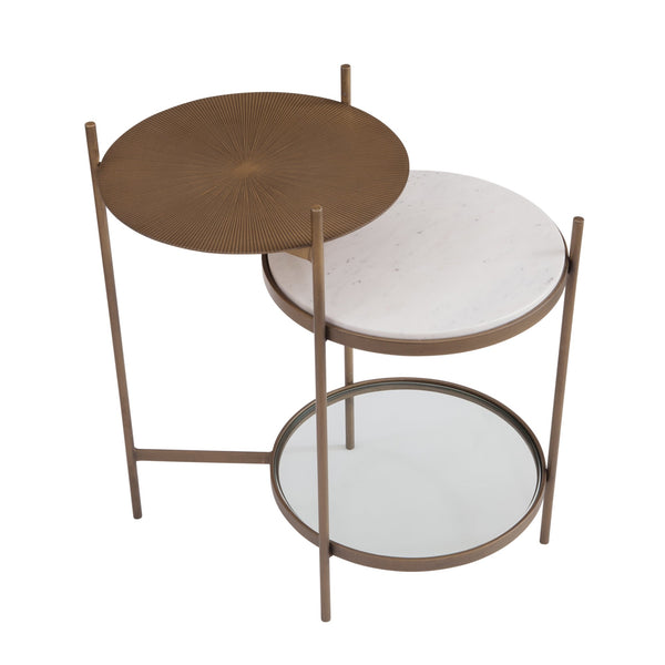Felicity Iron and Marble Gold Round Accent Table