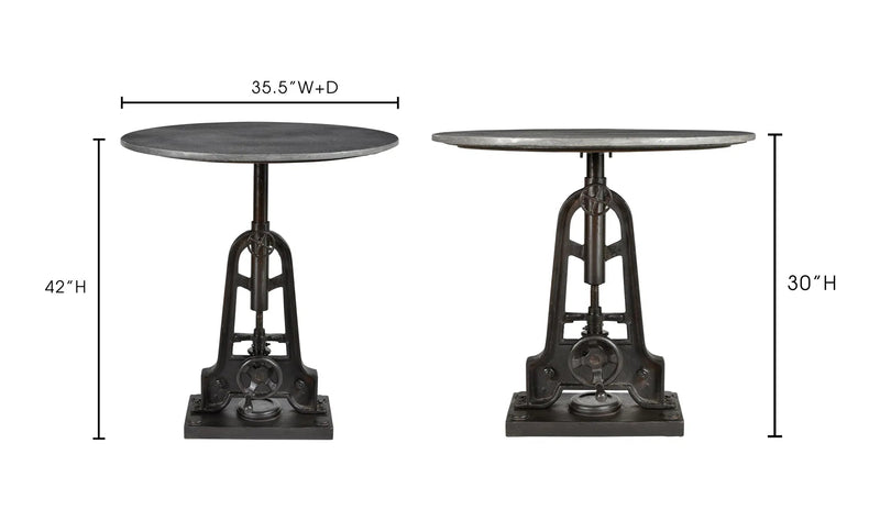 35.5 Inch Adjustable Cafe Table Black Industrial-Bar Tables-Moe's Home-LOOMLAN