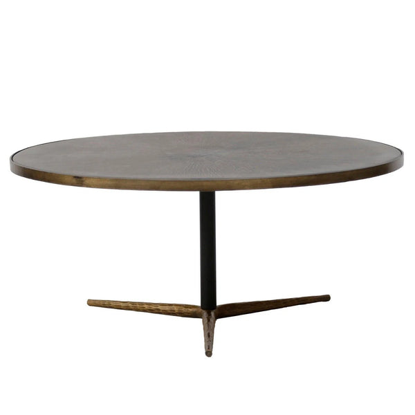 36" Brown Round Coffee Table Metal Top With Metal Frame Coffee Tables LOOMLAN By LHIMPORTS