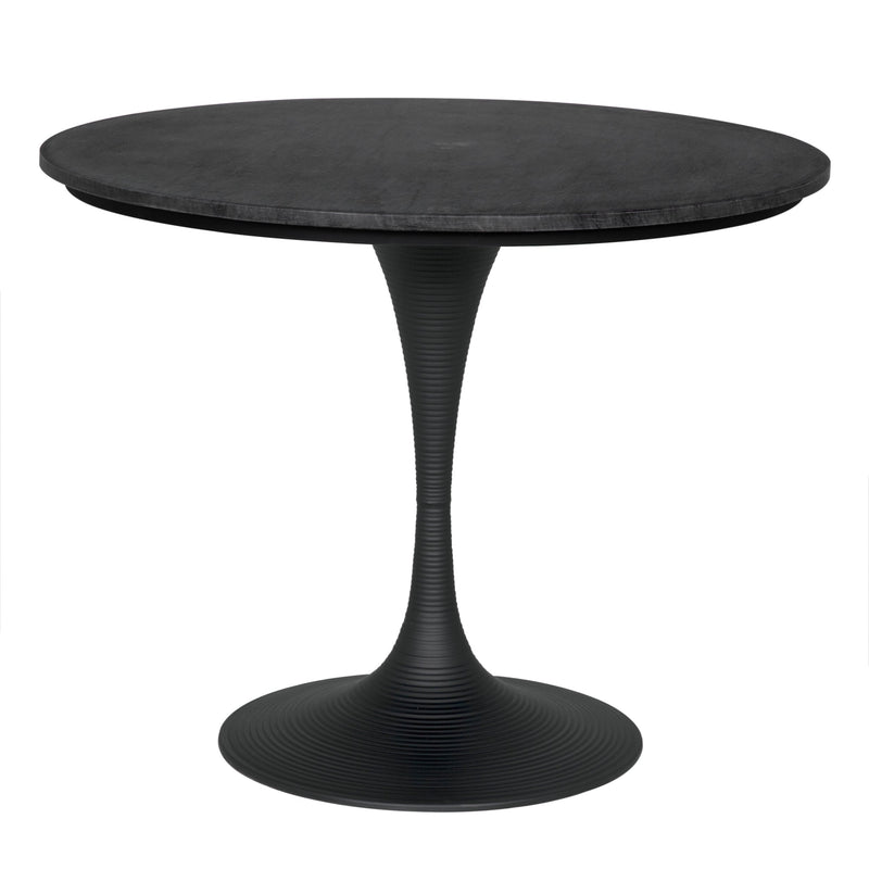 36" Joni Steel and Marble Black Round DiningTable-Dining Tables-Noir-LOOMLAN