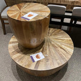 36" Round Solid Wood Drum Coffee Table