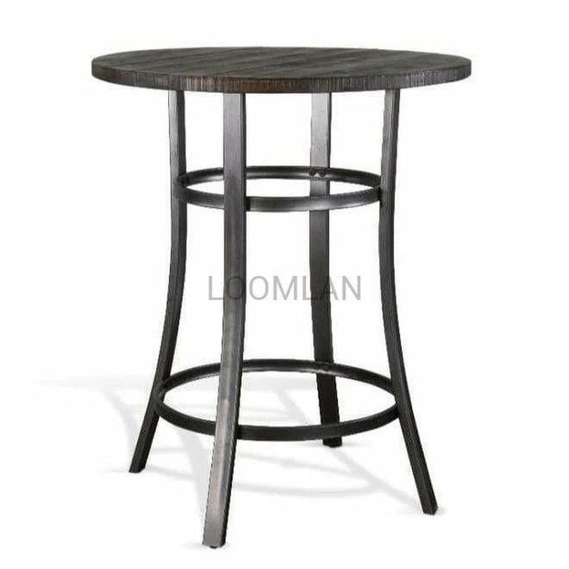 36" Round Wood Top and Metal Base Dark Brown Pub Table Bar Tables LOOMLAN By Sunny D