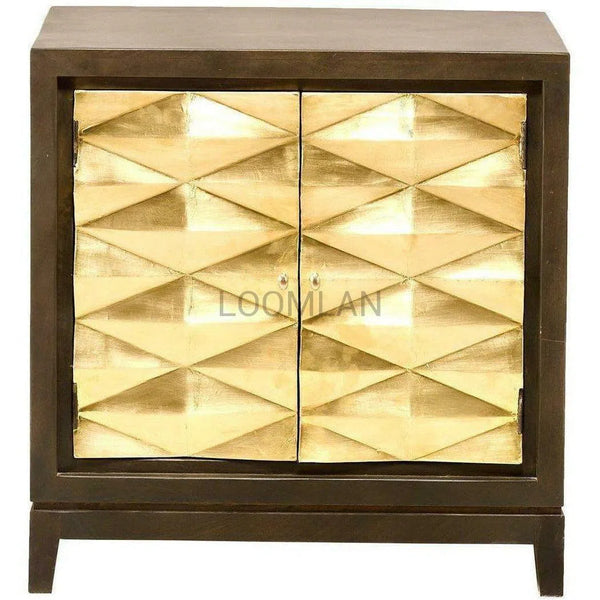 36" Slim Gold Doors Accent Cabinet Brass Doors Handmade Pattern Accent Cabinets LOOMLAN By LOOMLAN