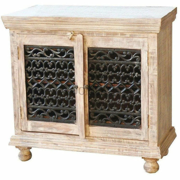 36" Solid Wood Base 2 Iron Lace Doors Accent Server Cabinet Accent Cabinets LOOMLAN By LOOMLAN