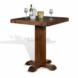 36" Square Adjustable Height Brown Solid Wood Pub Table Bar Tables LOOMLAN By Sunny D