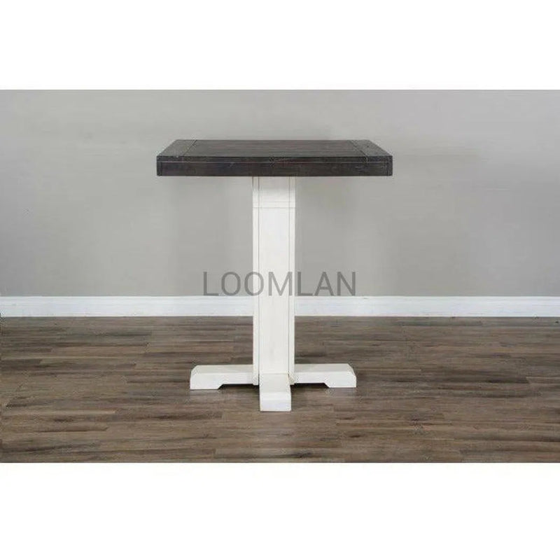 36" Square Adjustable Height Two Tone White Brown Pub Table Bar Tables LOOMLAN By Sunny D