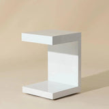 Bachelor End Table High Gloss White With Hidden Drawer