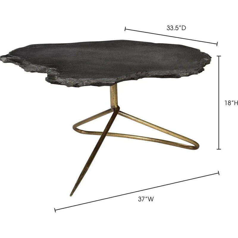 37 Inch Coffee Table Black Industrial