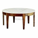 37" Round White Marble Top Coffee Table