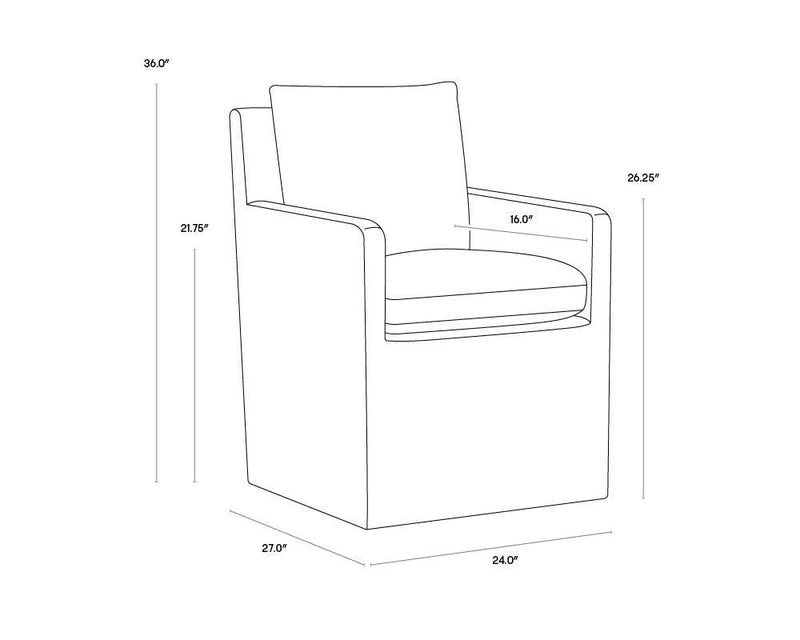 Glenrose Fabric Upholstered Wheeled Dining Chair