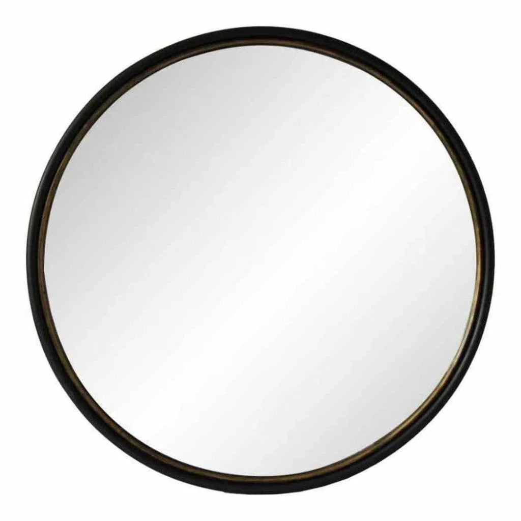 37.5 Inch Round Mirror Black Industrial - LOOMLAN - Moe's Home - Wall Mirrors