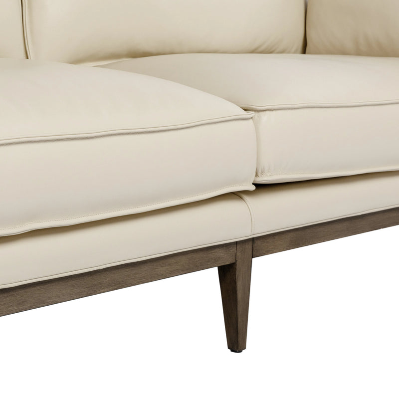 Mackenzie Sofa Astoria Cream Leather With Wood Legs