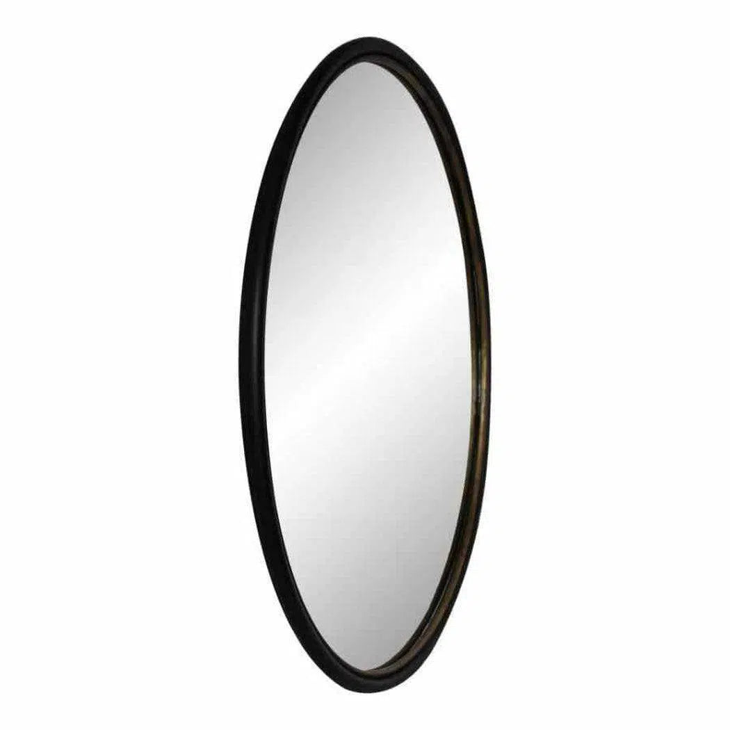 37.5 Inch Round Mirror Black Industrial