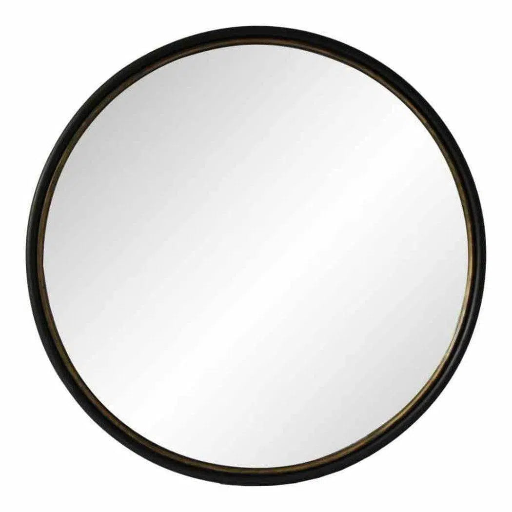 37.5 Inch Round Mirror Black Industrial