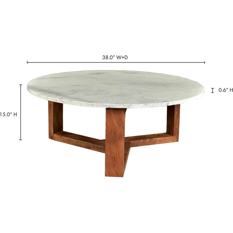 38 Inch Coffee Table Brown White