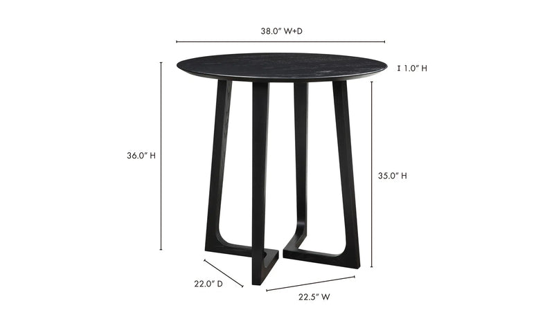 38 Inch Counter Table Black Ash Black Mid-Century Modern-Counter Tables-Moe's Home-LOOMLAN