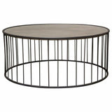 38" Round Cocktail Table Grey Oak Top and Metal Base Coffee Tables LOOMLAN By Diamond Sofa