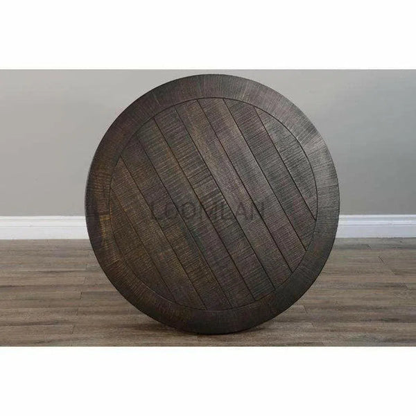 38" Round Dark Brown Cocktail Coffee Table with Storage Shelf Coffee Tables LOOMLAN By Sunny D