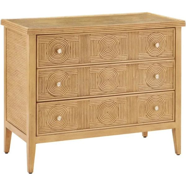 38 in. Santos Sea Sand Wood & Glass Brown Chest - LOOMLAN - Currey & Co - Chests