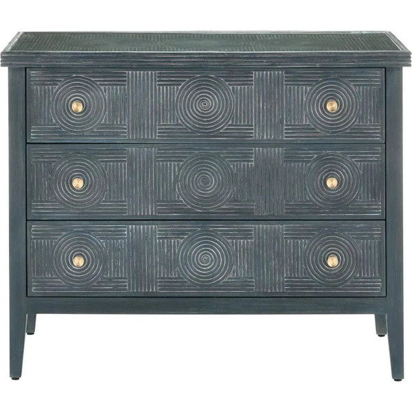 38 in. Santos Wood & Glass Blue Chest-Chests-Currey & Co-LOOMLAN