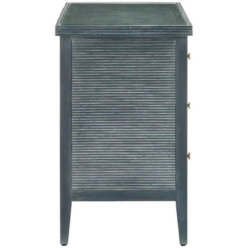 38 in. Santos Wood & Glass Blue Chest-Chests-Currey & Co-LOOMLAN