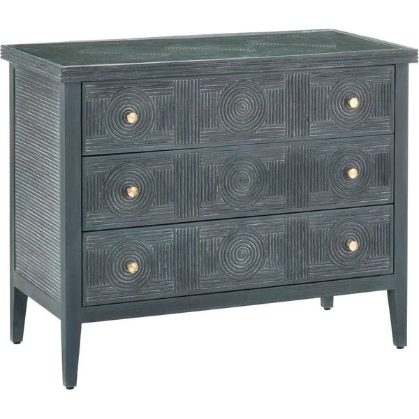 38 in. Santos Wood & Glass Blue Chest-Chests-Currey & Co-LOOMLAN