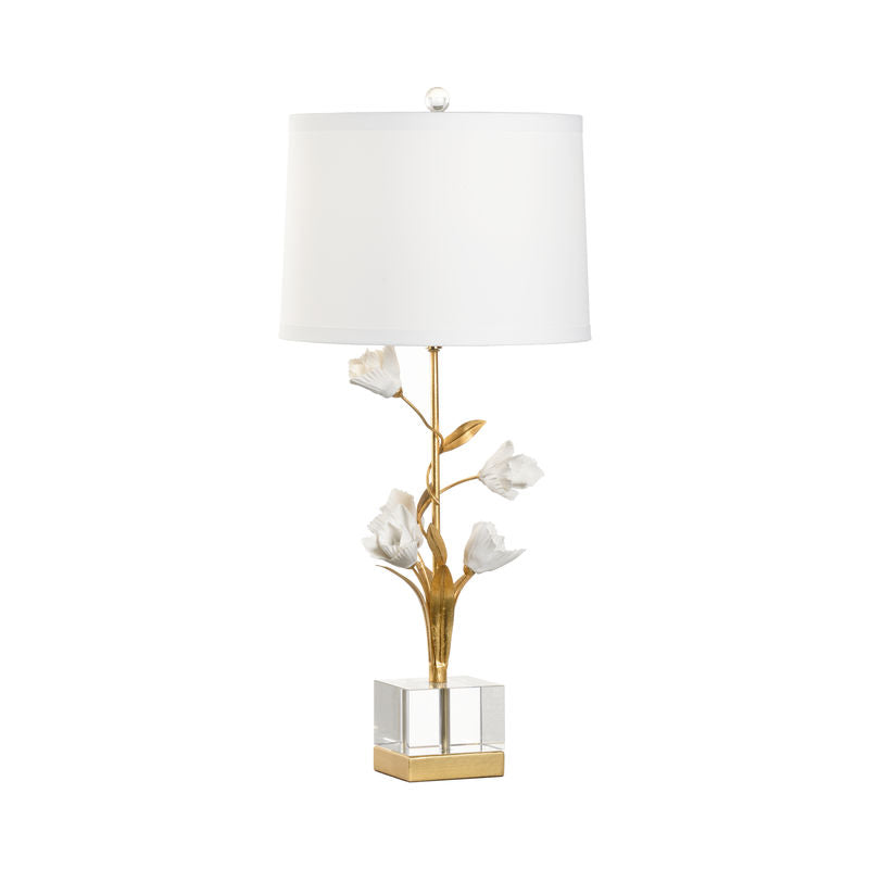 Graceful Tulip Gold Floral Design Table Lamp