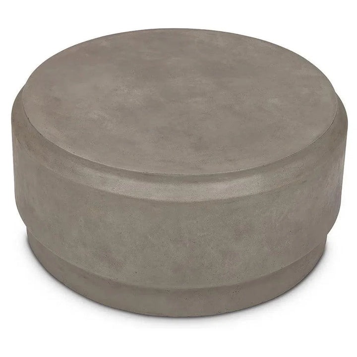39" Barrel Fiber Reinforced Concrete Round Coffee Table-Outdoor Coffee Tables-Urbia-LOOMLAN