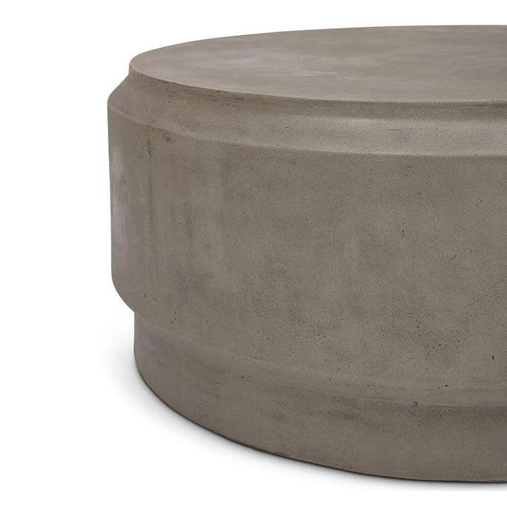 39" Barrel Fiber Reinforced Concrete Round Coffee Table-Outdoor Coffee Tables-Urbia-LOOMLAN
