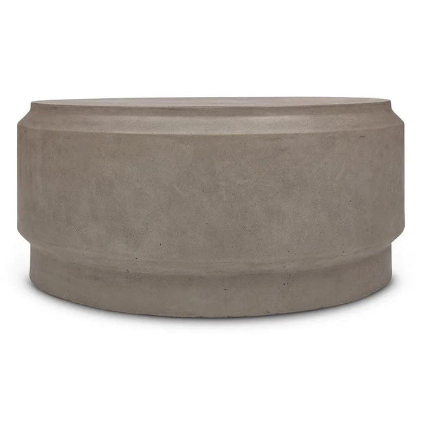39" Barrel Fiber Reinforced Concrete Round Coffee Table-Outdoor Coffee Tables-Urbia-LOOMLAN