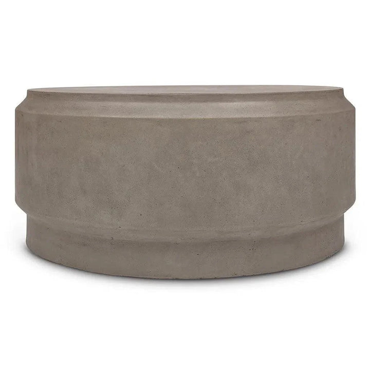 39" Barrel Fiber Reinforced Concrete Round Coffee Table-Outdoor Coffee Tables-Urbia-LOOMLAN