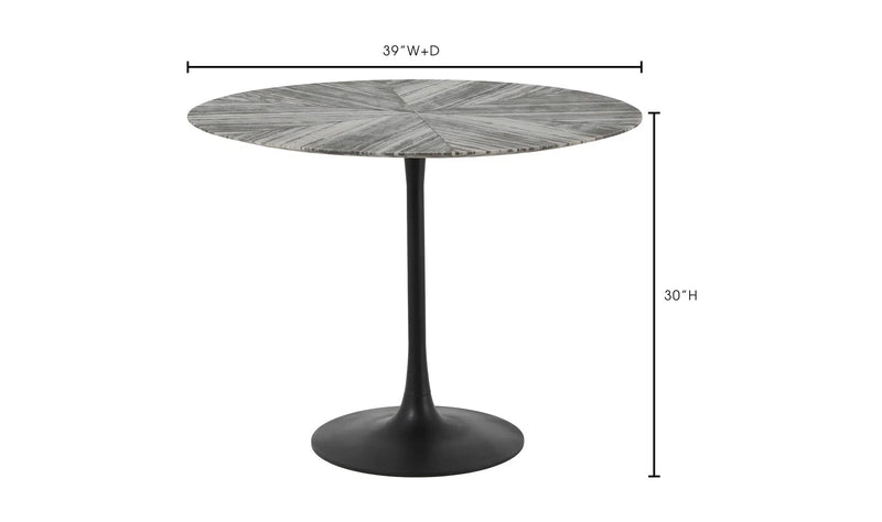 39" Contemporary Grey Round Marble Dining Table for 2- 4 Seats-Dining Tables-Moe's Home-LOOMLAN